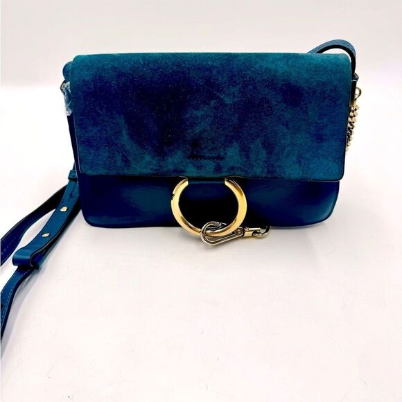 Auth Chloe Majolica Blue Leather Suede Small Faye Crossbody Bag Preloved Purse - Picture 2 of 16